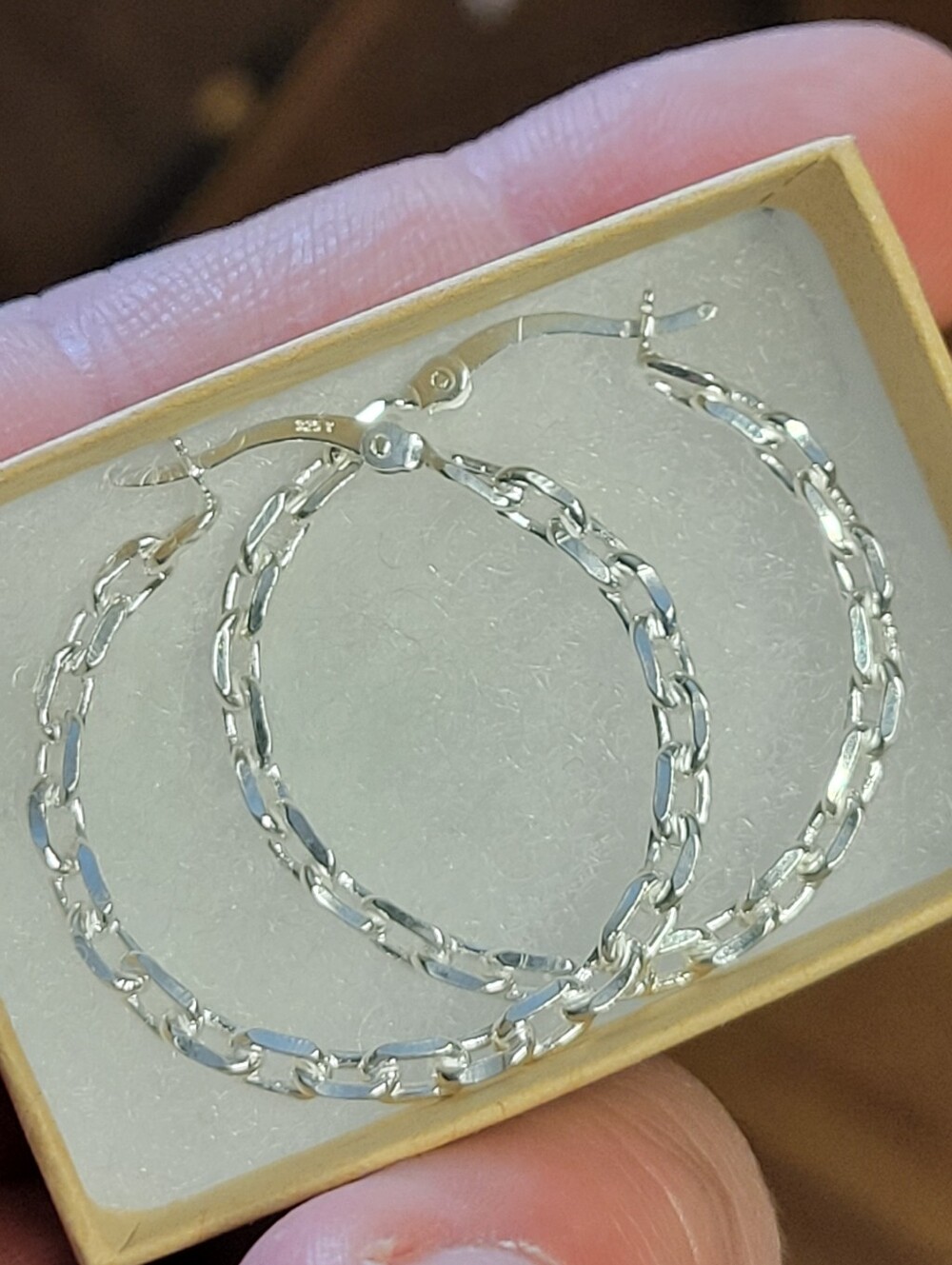 925 Sterling Silver 30MM Paperclip Link French Lock Hoop Earrings For Women